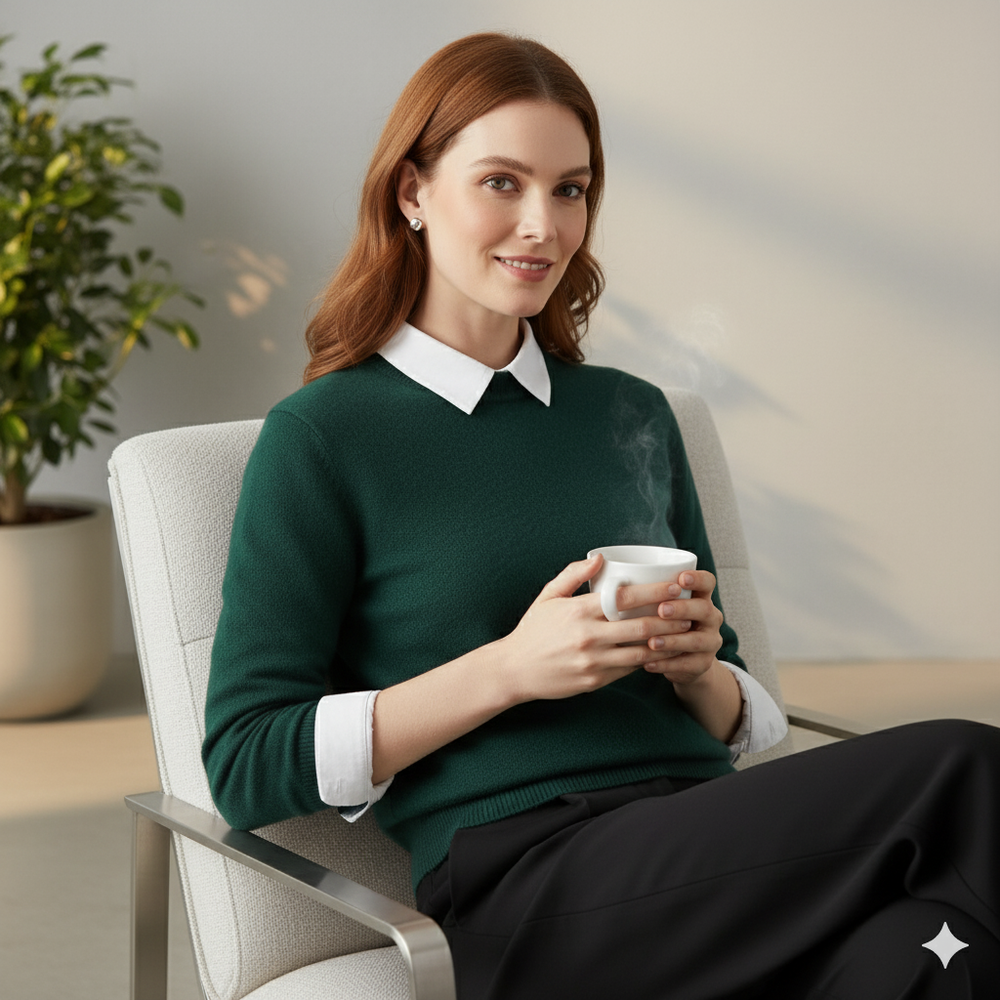 Kuscheliger Damen Strickpullover mit Rundhalsausschnitt | Winter | Elegant