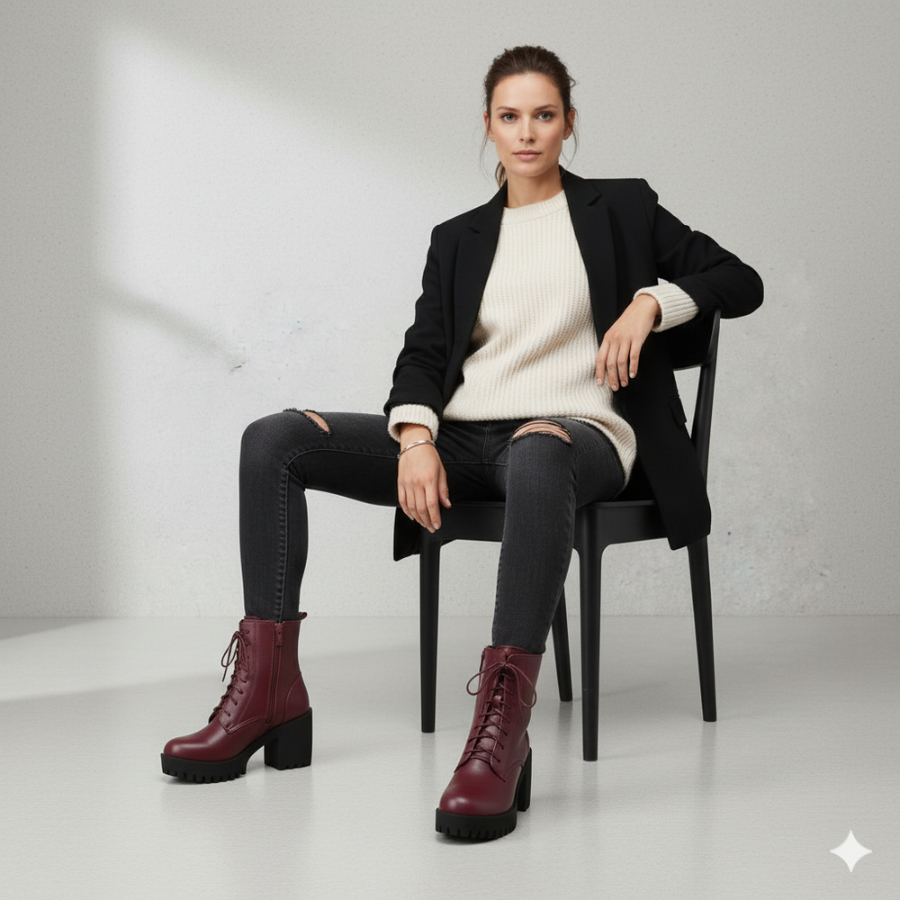 Damen Winter Stiefeletten mit Absatz | Warm Gefüttert & Vegan