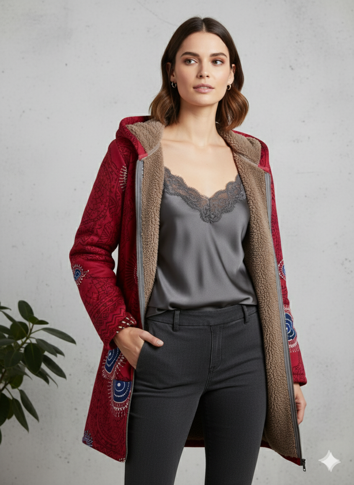 Damen Fleecejacke mit Kapuze | Plüsch & Kuschelig | Herbst/Winter