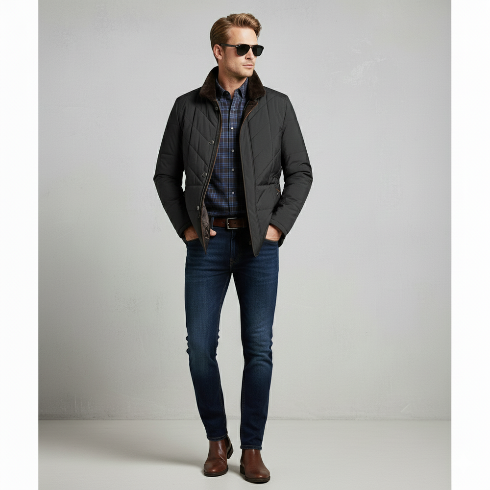 Elegante Herren Steppjacke mit Stehkragen | Warm | Winter