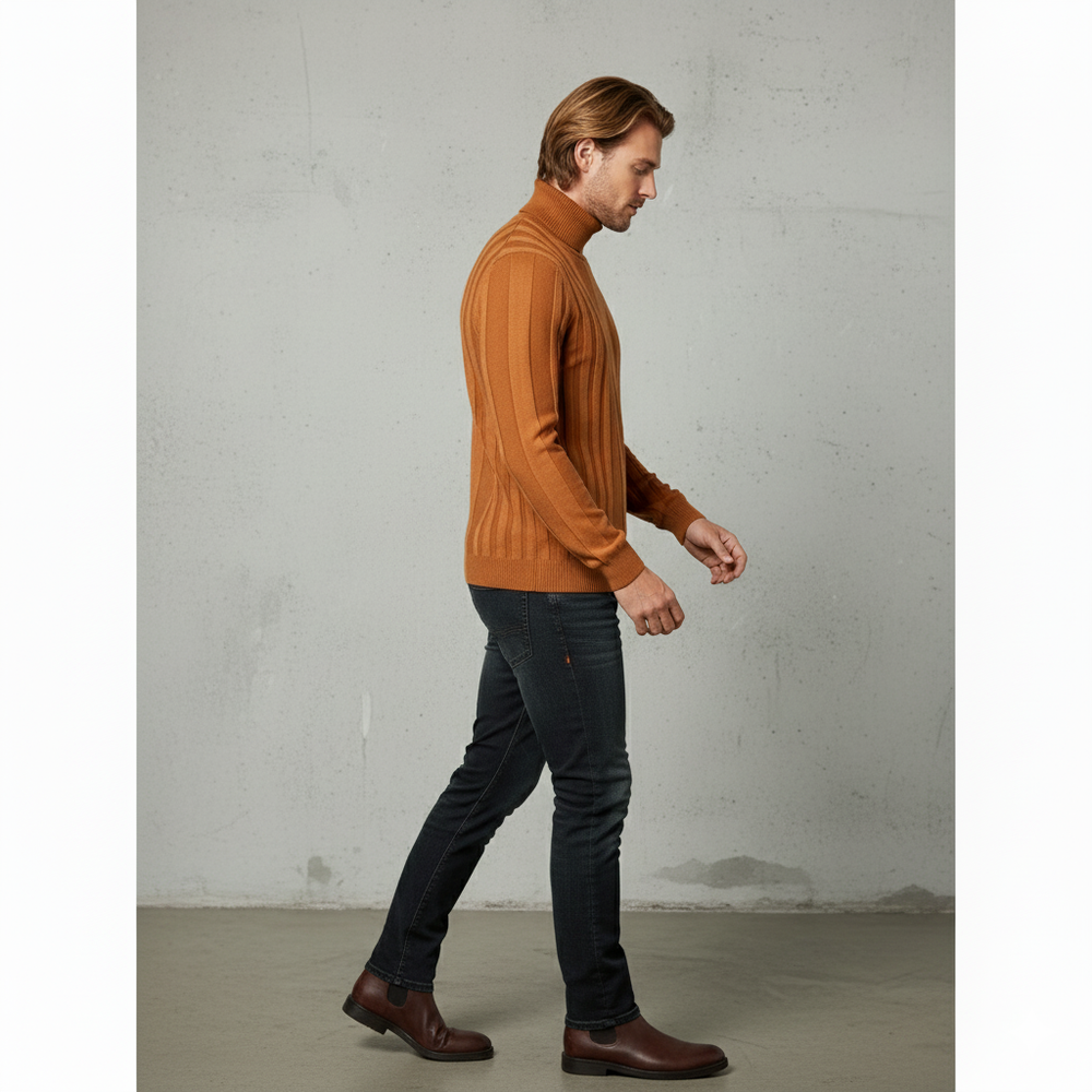 Herren Rollkragenpullover mit Strukturmuster