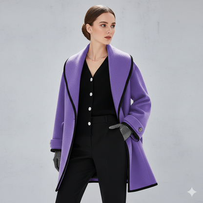 Eleganter Damenmantel mit Kontrastdetails | Herbst/Winter