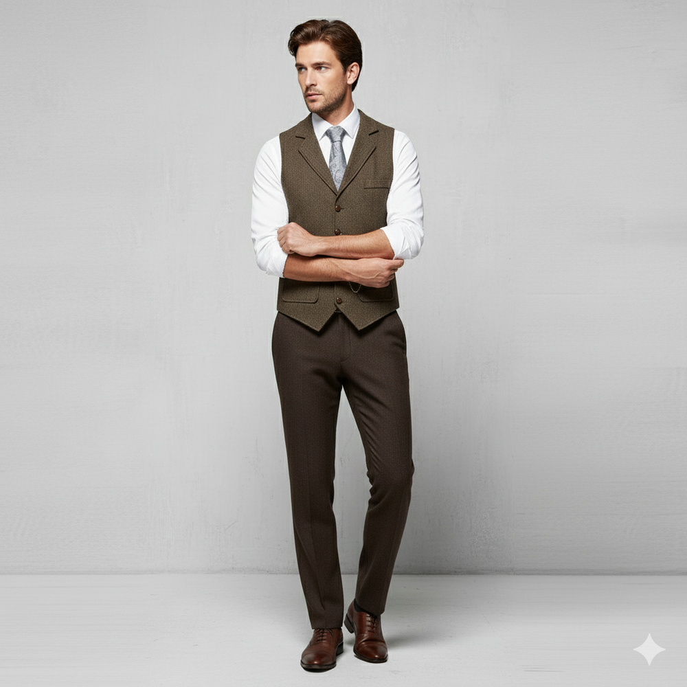 Herren Weste mit Fischgrätenmuster | Elegant & Modern | Herbst/Winter