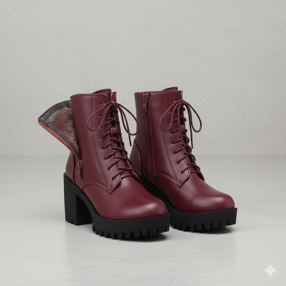 Damen Winter Stiefeletten mit Absatz | Warm Gefüttert & Vegan