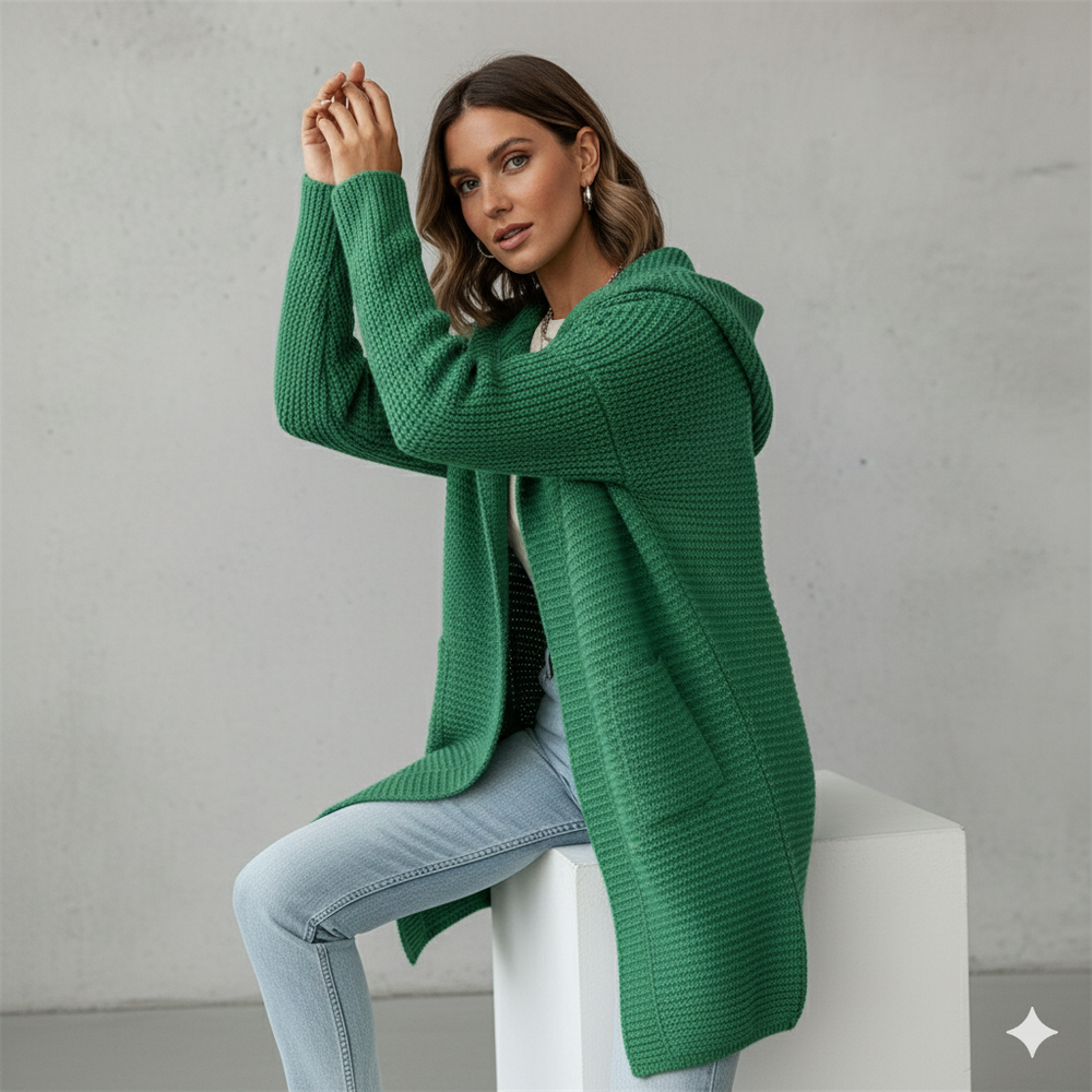 Damen Strickjacke mit Kapuze | Locker & Warm für Herbst Winter