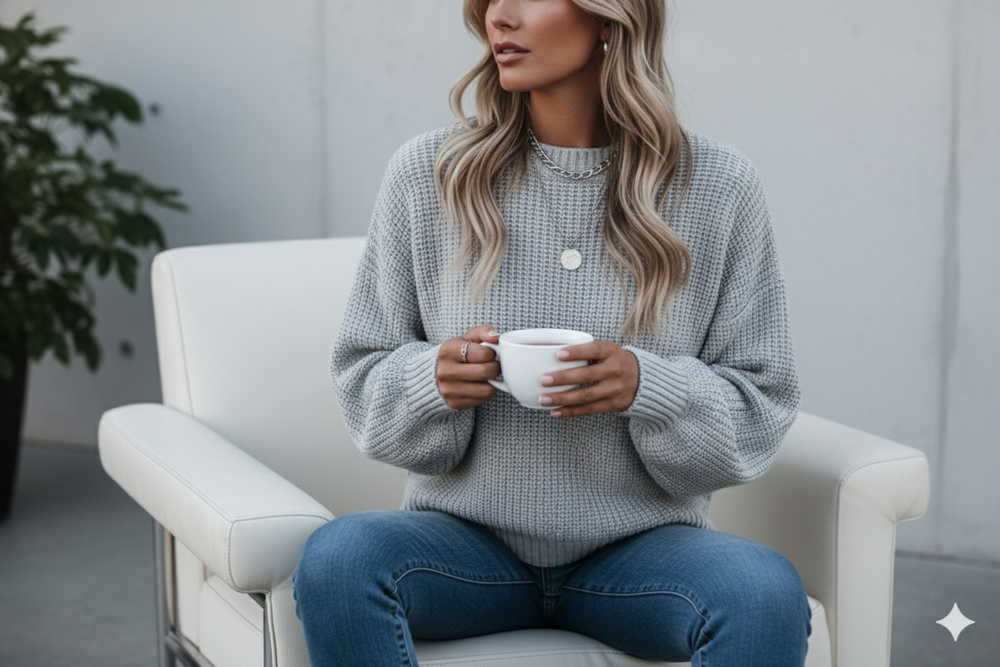 Locker gestrickter Damenpullover | Oversize & Freizeit