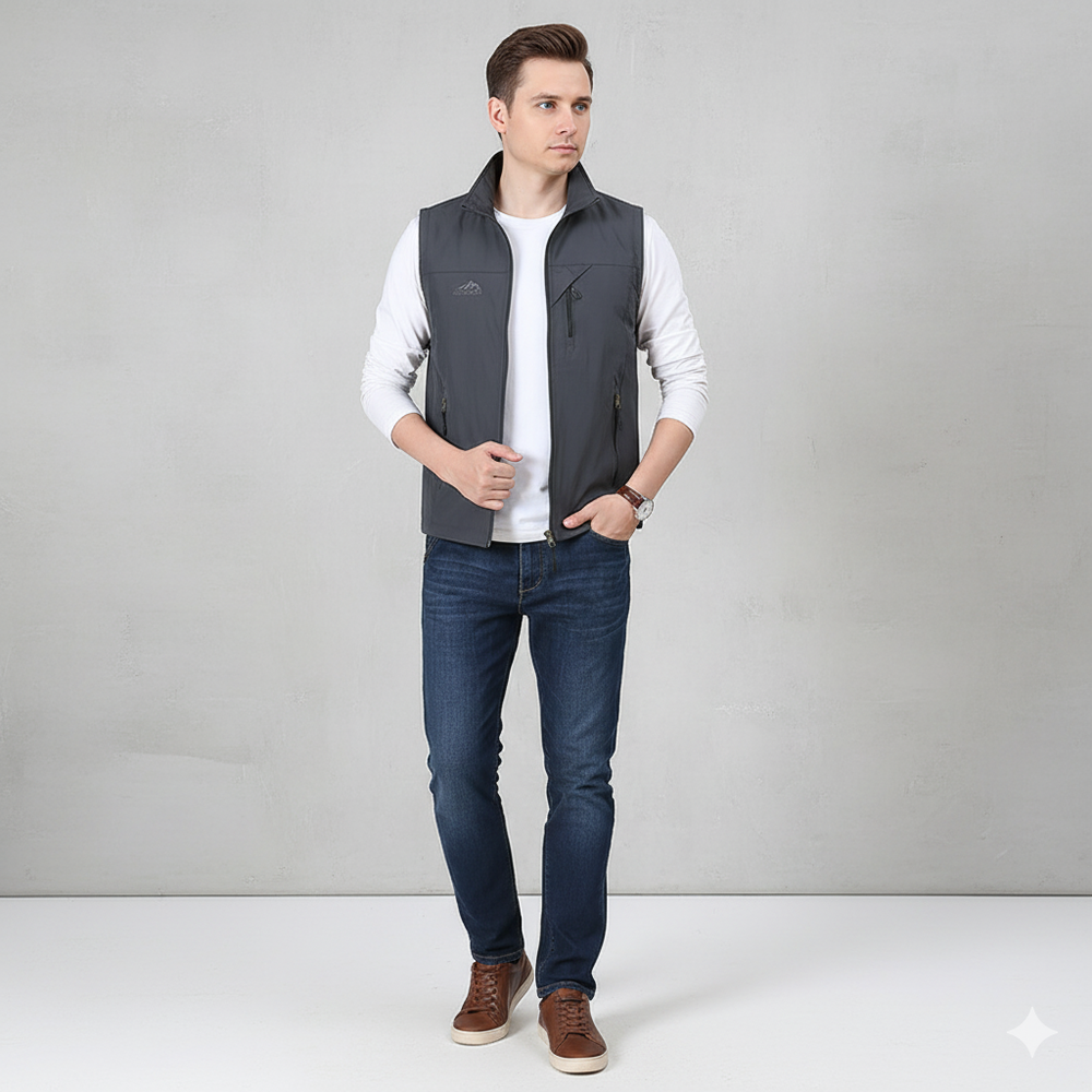Herren Freizeitweste mit Reißverschluss | Leicht & Atmungsaktiv | Herbst