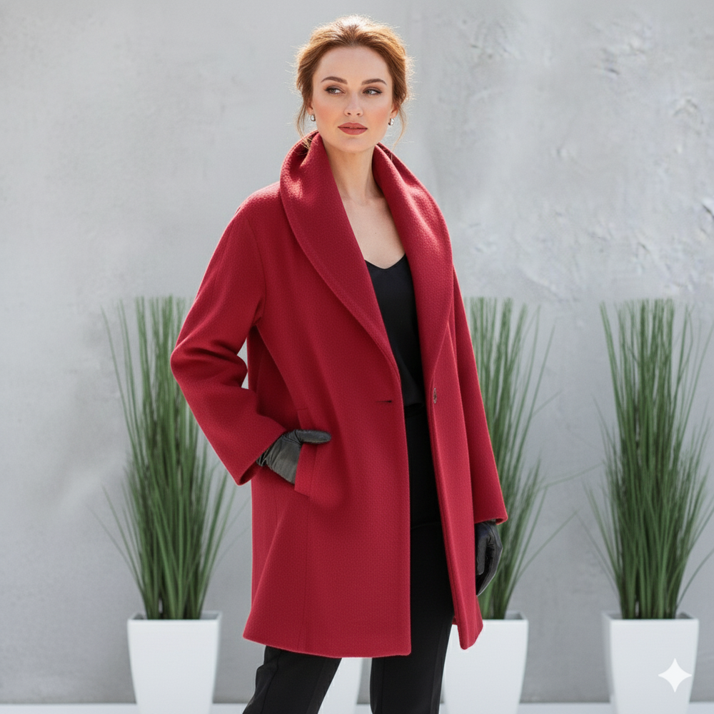 Damen Wollmantel Figurbetont Elegant | Stehkragen | Herbst Winter