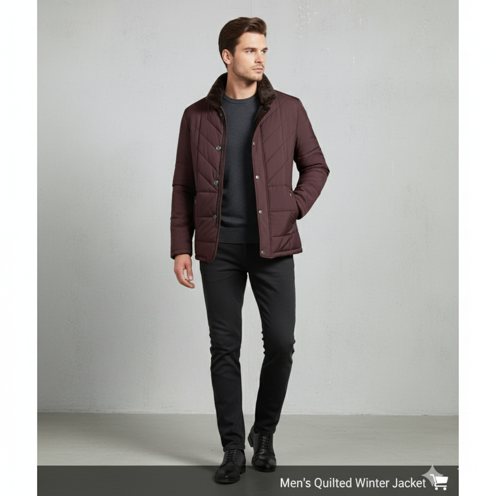 Elegante Herren Steppjacke mit Stehkragen | Warm | Winter