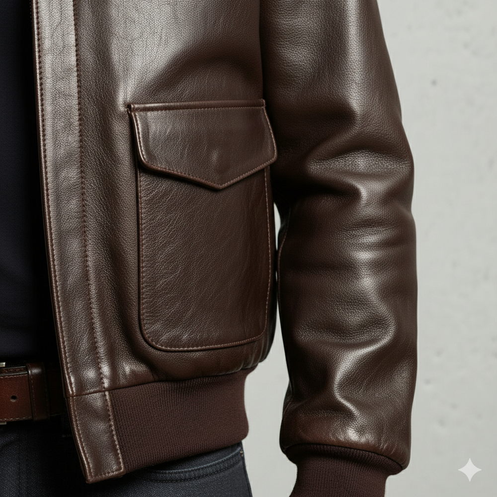 Herren Lederjacke im Retro Air Force Stil | Warm mit Fellkragen