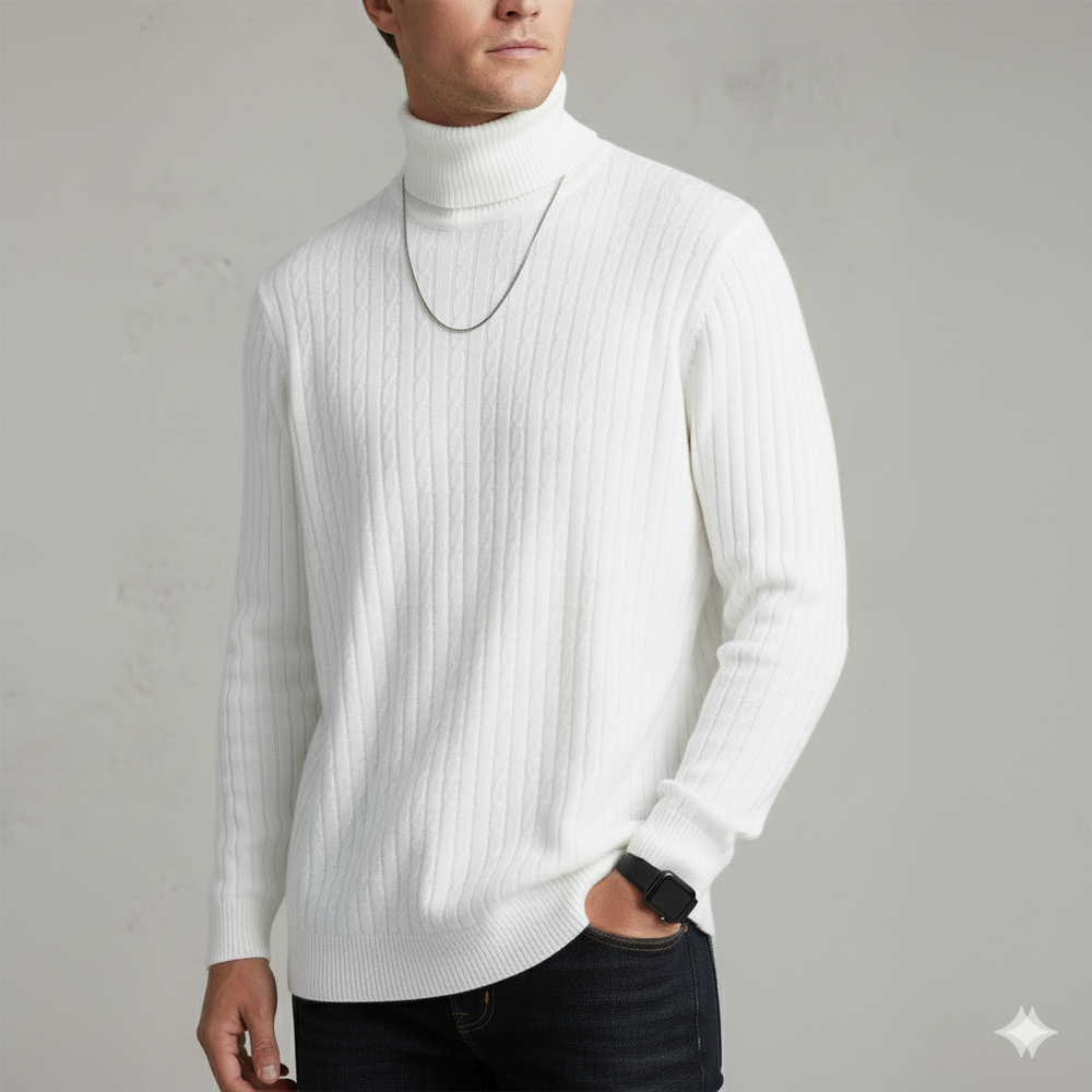 Feiner Herren Strickpullover mit Rollkragen