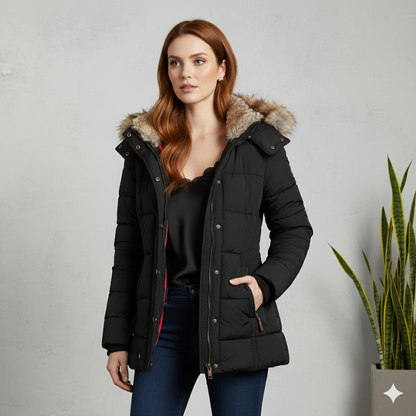 Damen Winterjacke mit Fellkapuze | Warm & Figurbetont