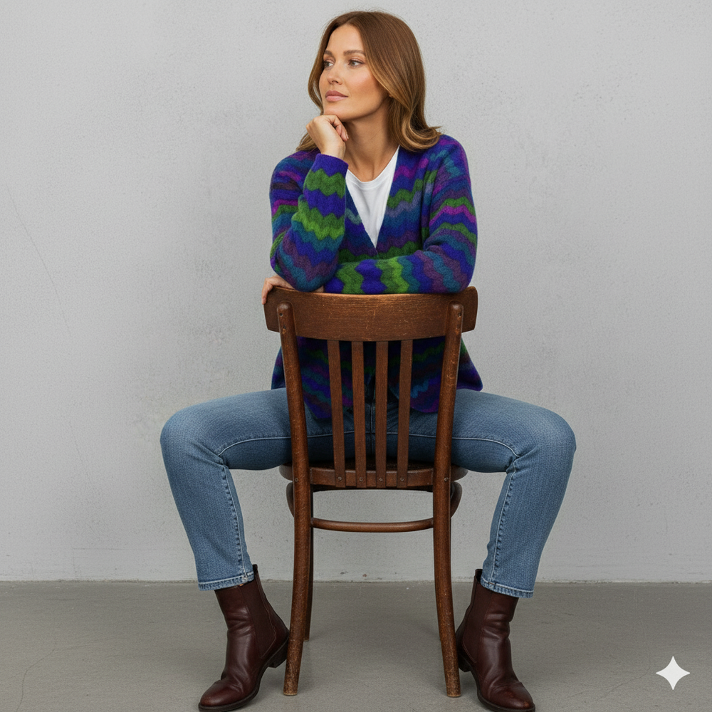 Damen Strickjacke mit abstraktem Print | Herbst/Winter | Stylisch