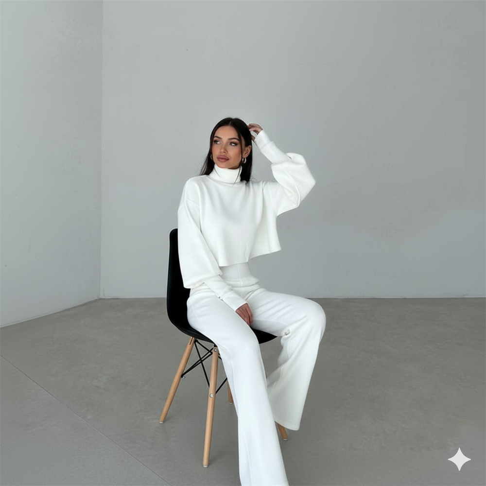 Damen Rollkragen Set mit Langarm | Lässig & Bequem | Winter