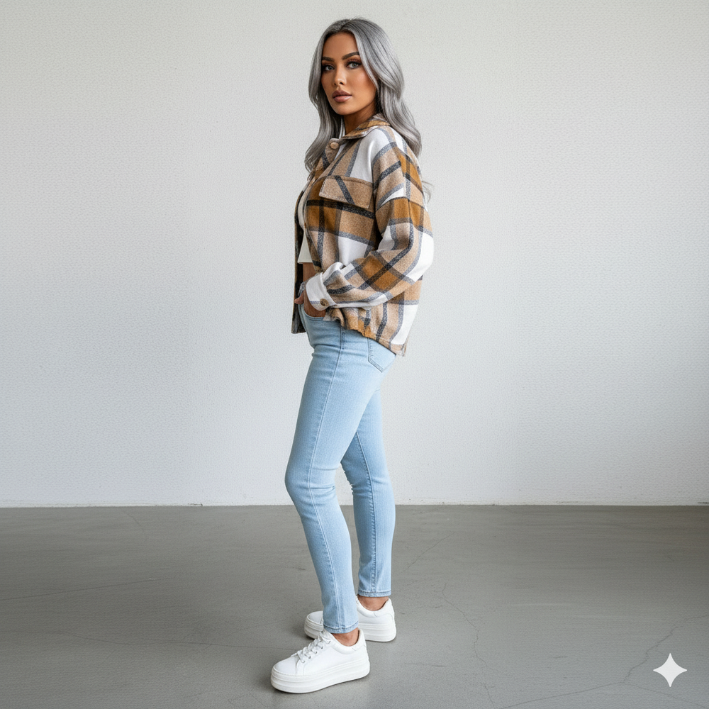 Damen Karo Hemdjacke | Lässig & Weich | Herbst