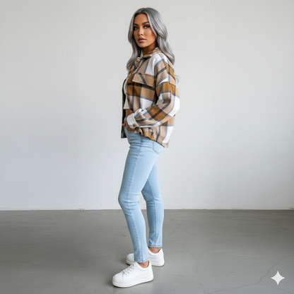 Damen Karo Hemdjacke | Lässig & Weich | Herbst