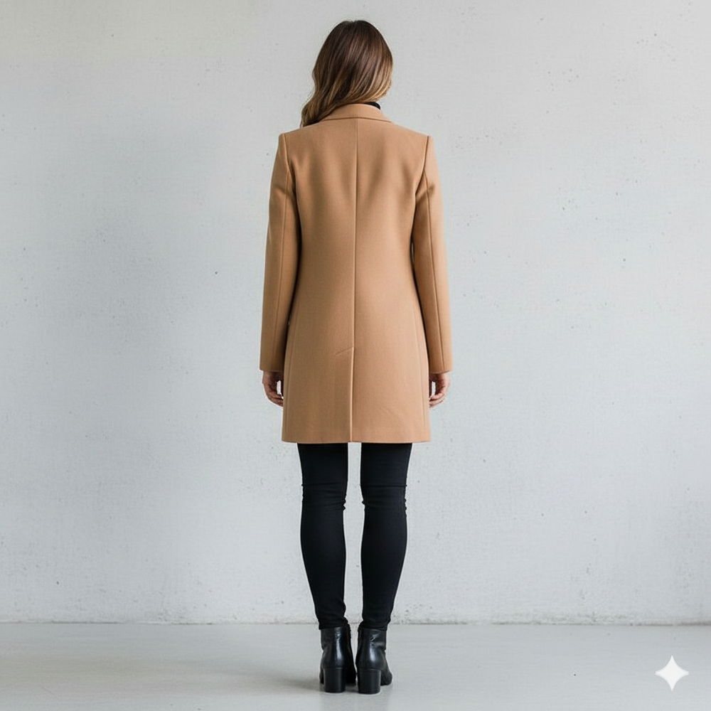 Damen Wollmantel mit Stehkragen | Schmaler Schnitt & Elegant | Herbst/Winter