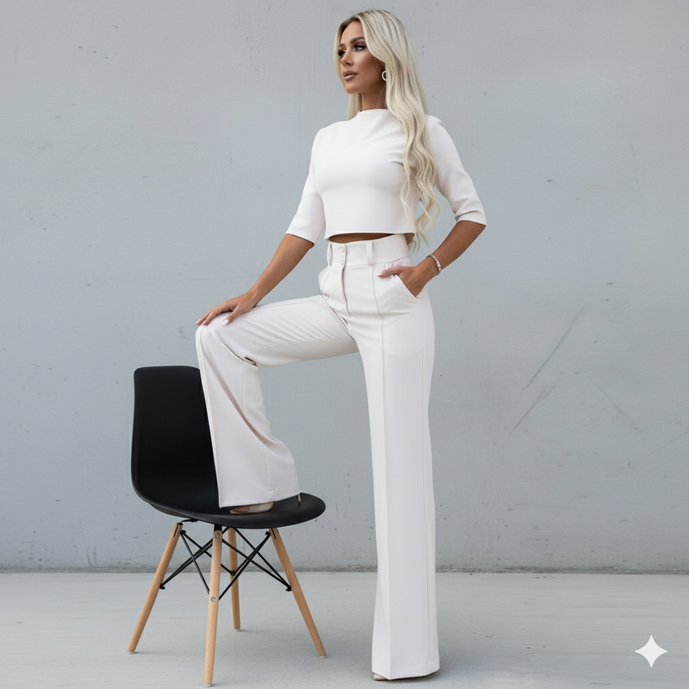 Kurzes Oberteil & High Waist Hose | Weit & Elegant