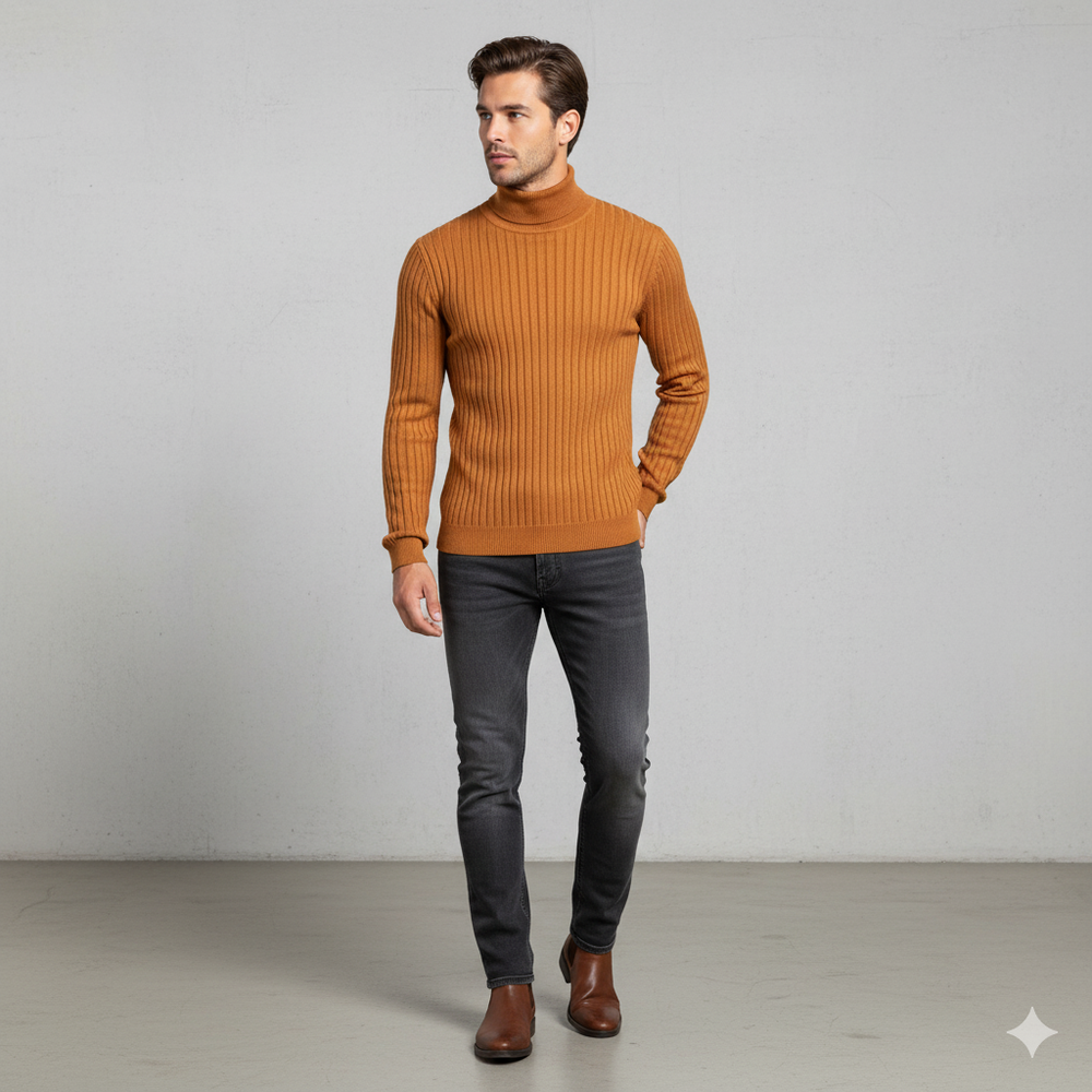 Herren Rollkragenpullover mit Strukturmuster
