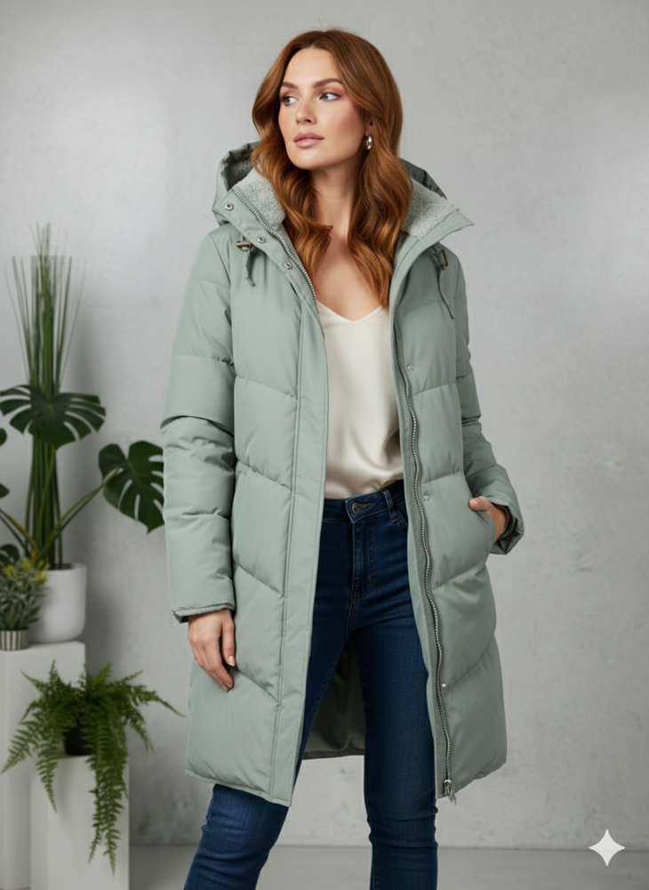 Damen Puffermantel mit Kapuze