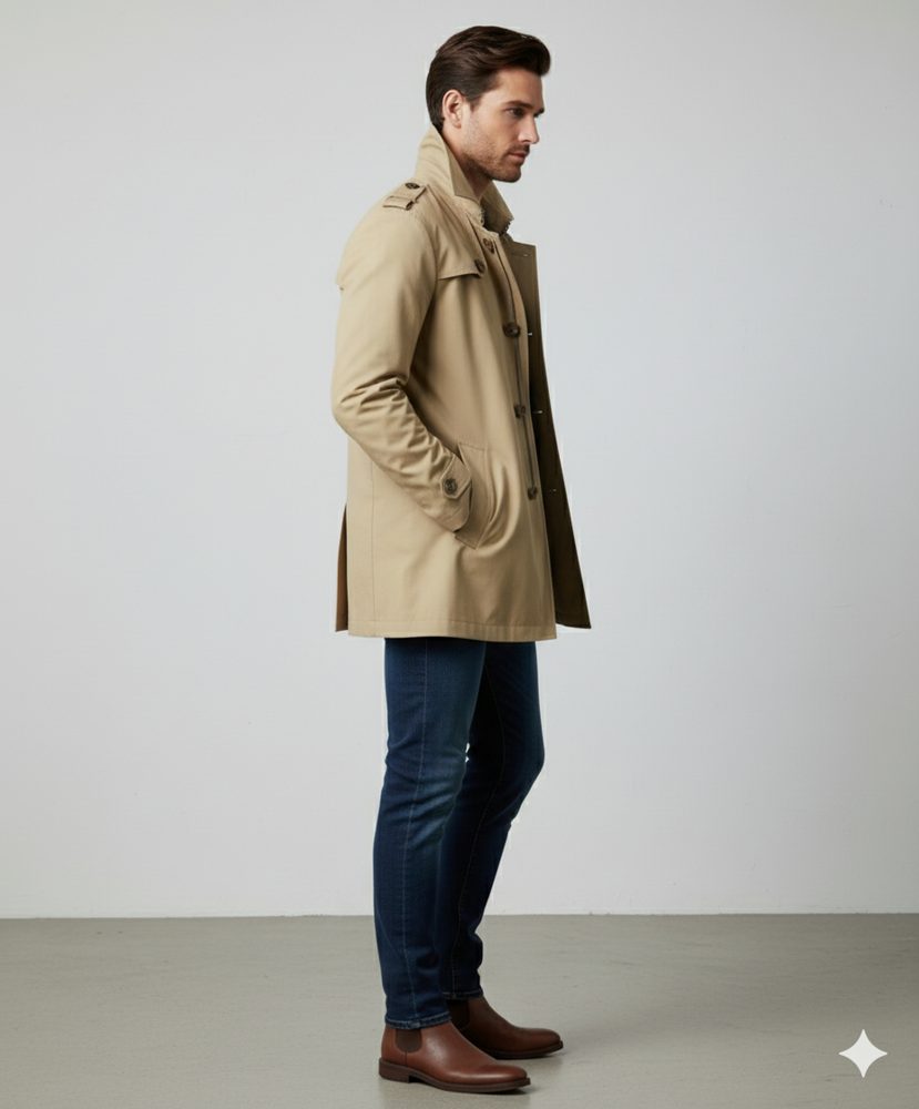 Eleganter Herren Trenchcoat mit Reverskragen | Herbst Übergang