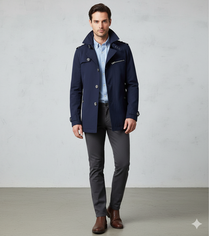 Eleganter Herren Trenchcoat mit Reverskragen | Herbst Übergang