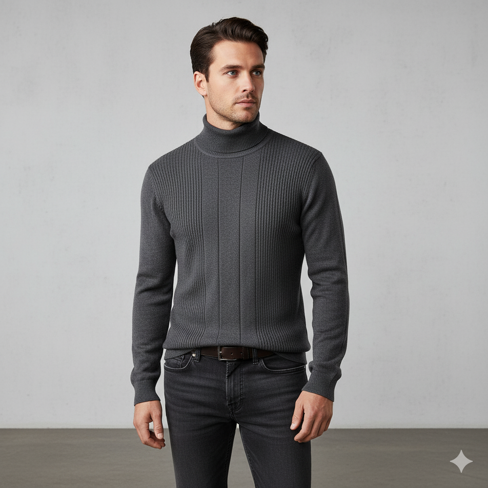 Herren Rollkragenpullover mit Strukturmuster