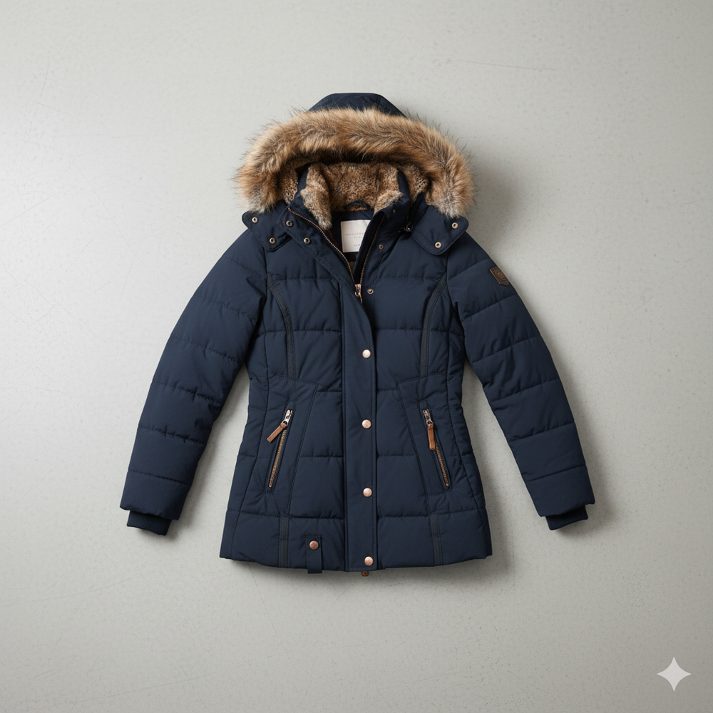 Damen Winterjacke mit Fellkapuze | Warm & Figurbetont