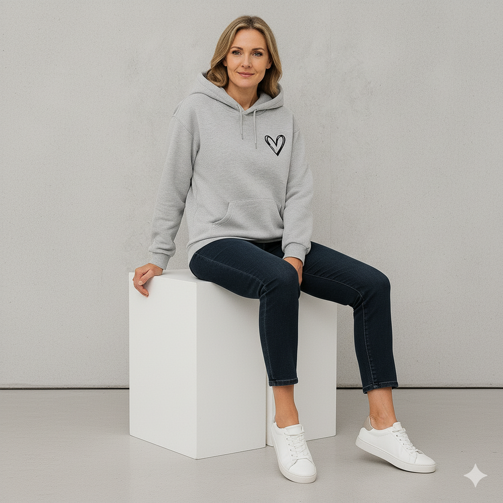 Damen Hoodie mit Herz Print | Lässig & Bequem