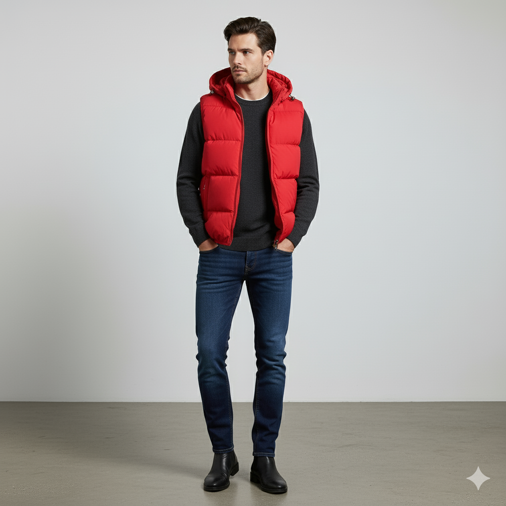 Herren Steppweste mit Kapuze | Warm & Bequem | Herbst/Winter