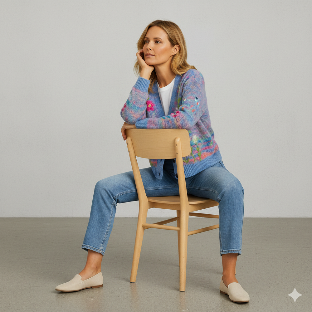 Damen Cardigan mit buntem Strickjacke | Herbst Winter