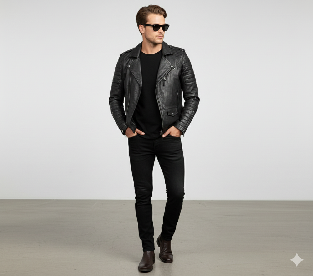 Herren Bikerjacke aus Veganleder | Modern & Casual