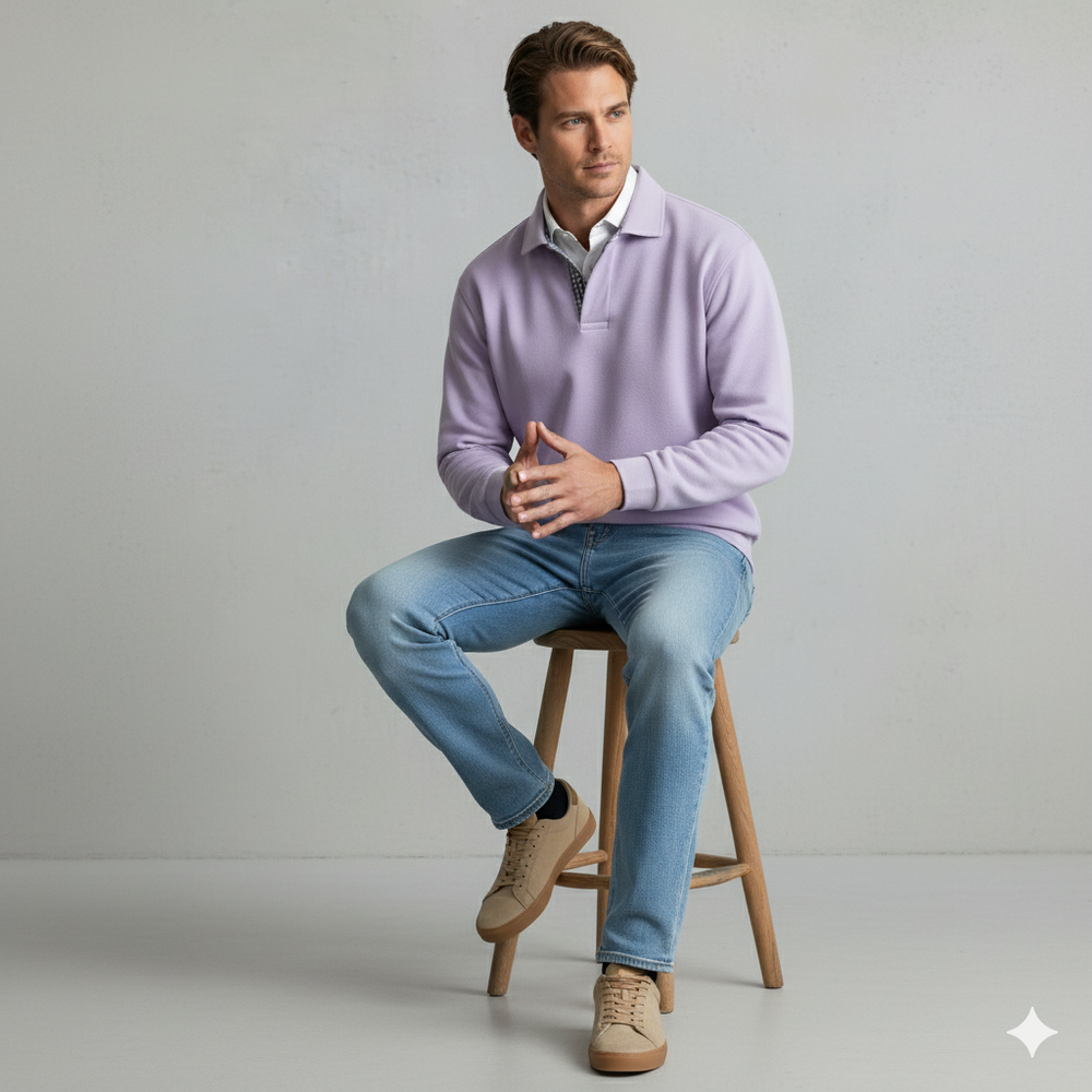 Lässiger Herrenpullover mit Reverskragen | Bequem | Freizeit