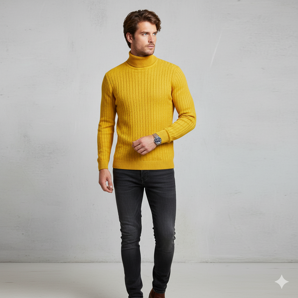 Feiner Herren Strickpullover mit Rollkragen