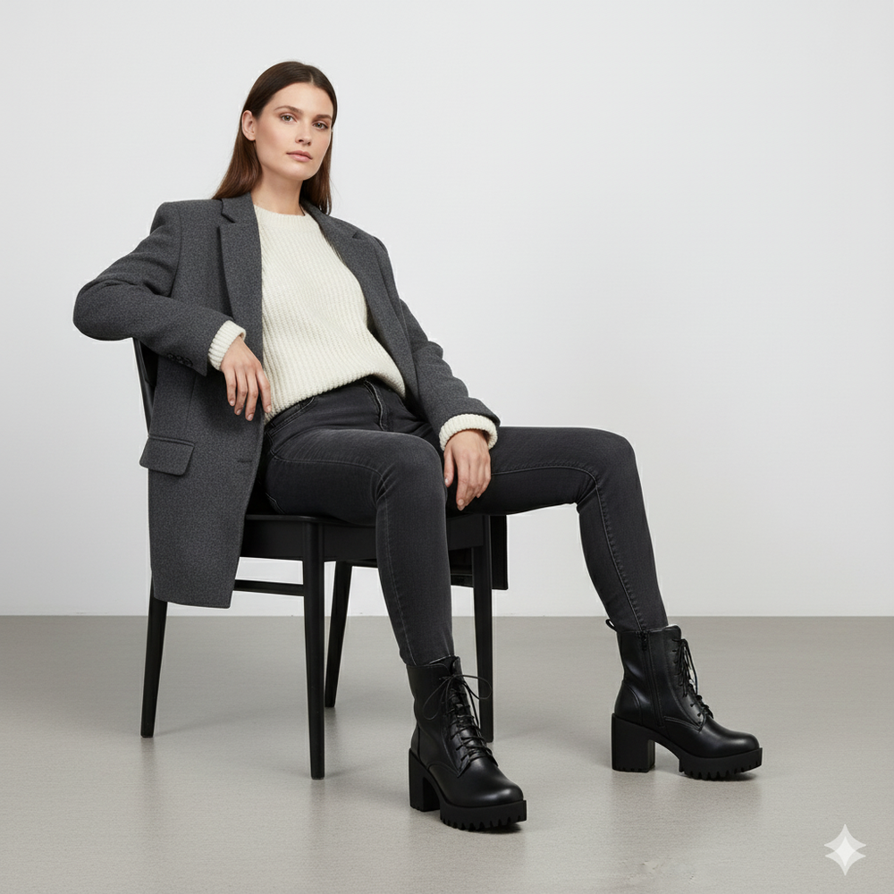 Damen Winter Stiefeletten mit Absatz | Warm Gefüttert & Vegan