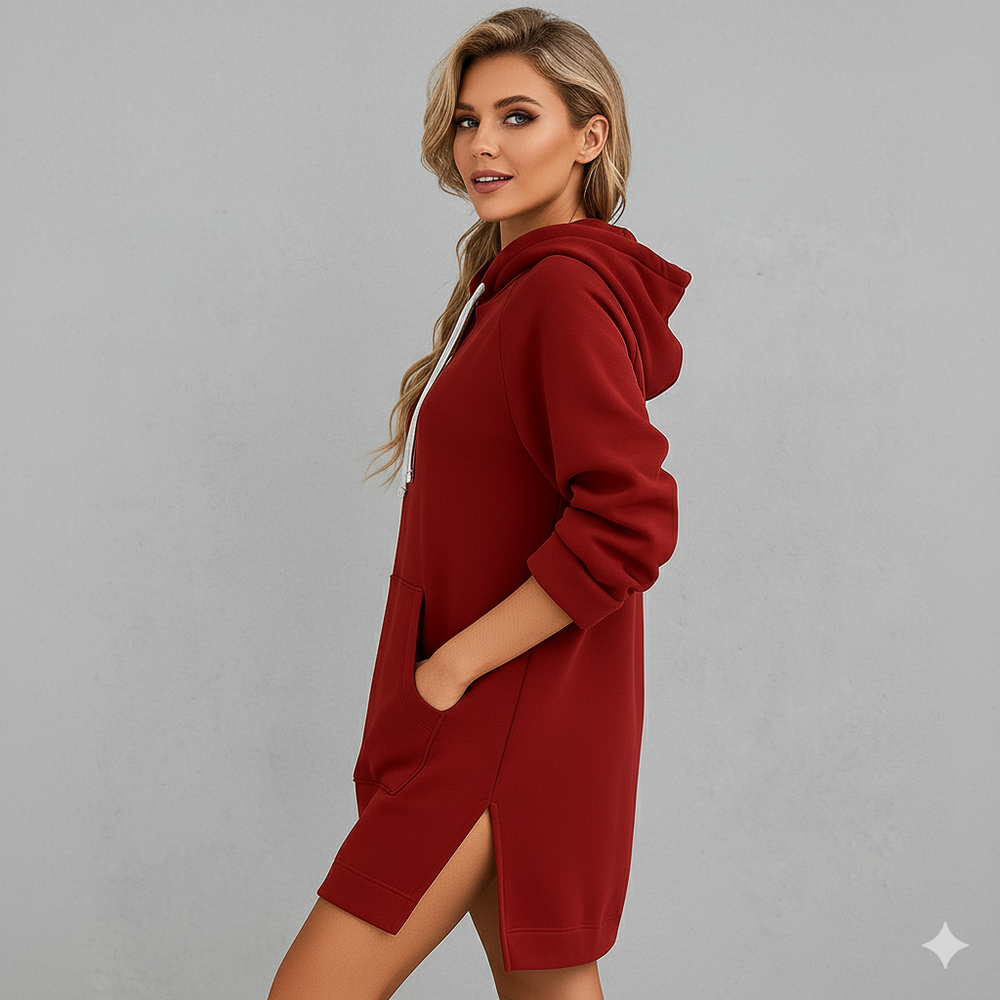 Lässiges Damen Hoodie Kleid mit Kordelzug | Bequem für Freizeit