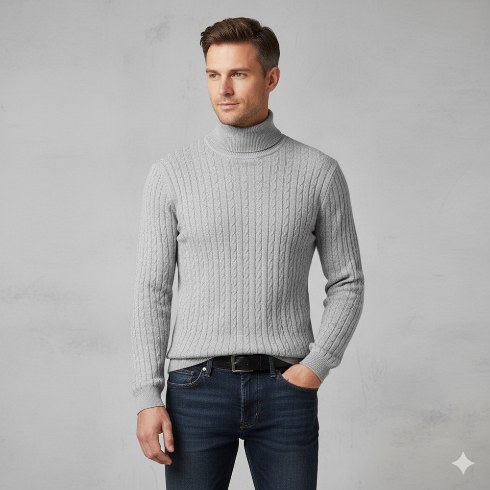 Feiner Herren Strickpullover mit Rollkragen