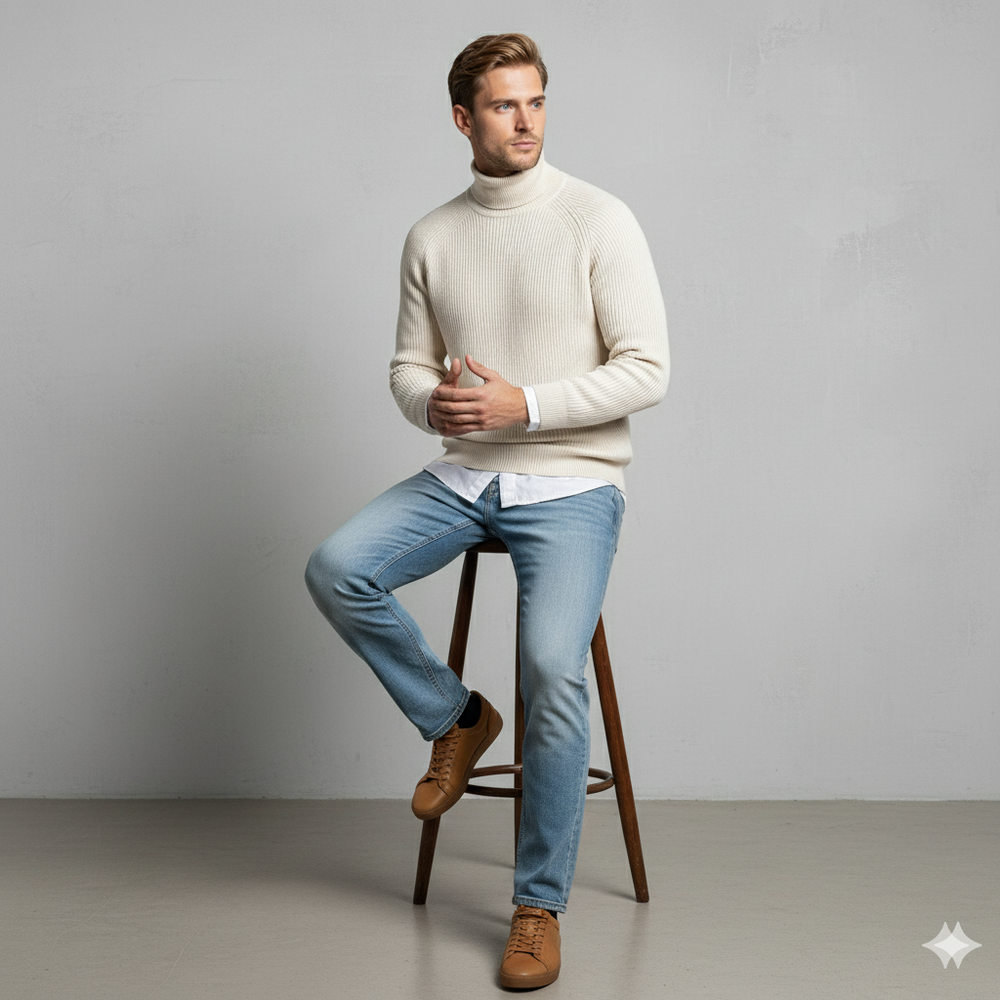 Herren Strickpullover mit Rollkragen | Warm & Elegant | Winter