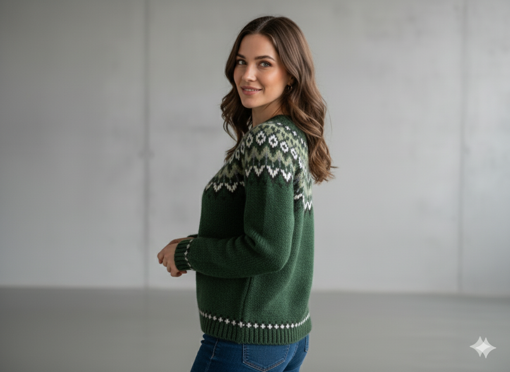 Damen Strickpullover mit Rundhals | Winter | Norweger-Muster