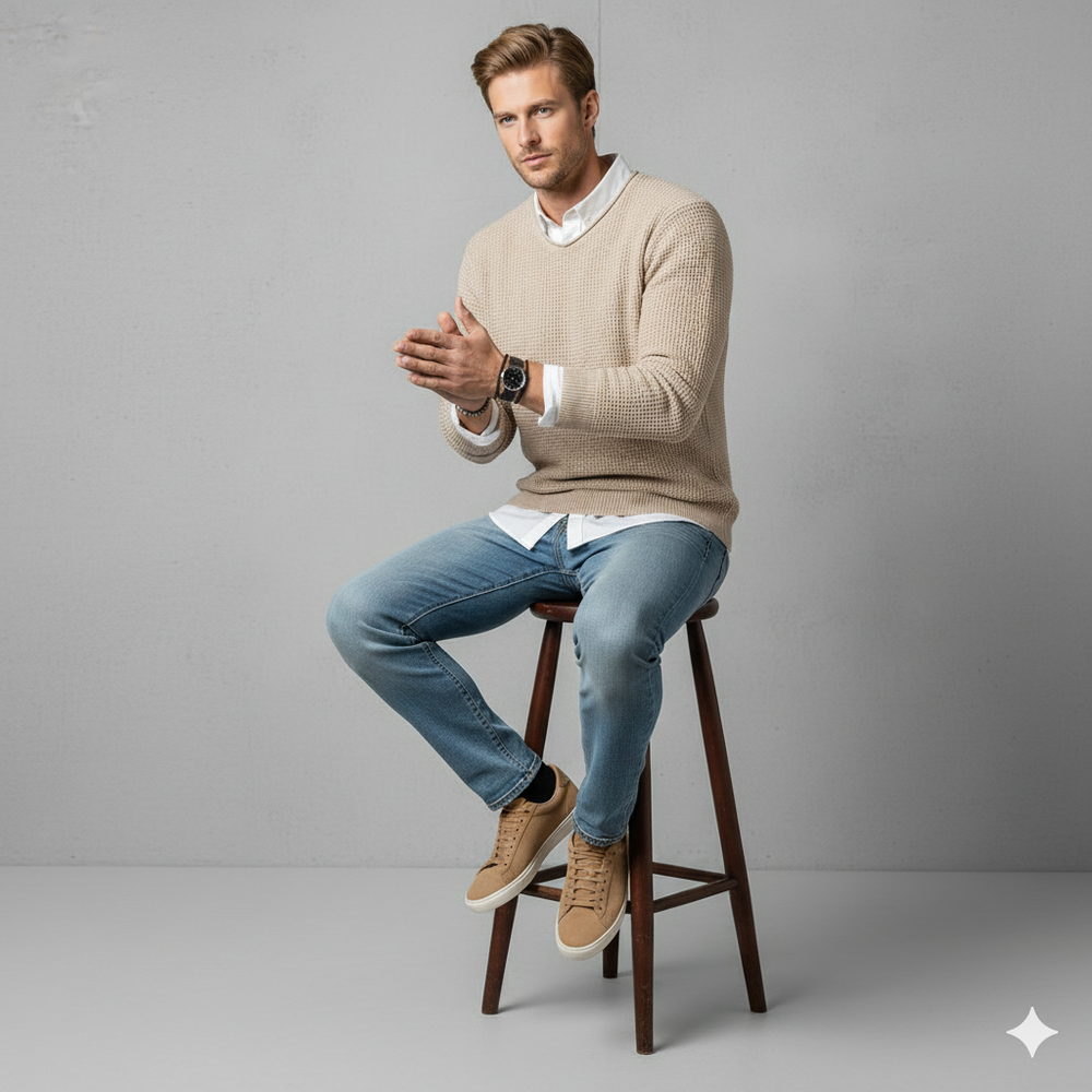 Lässiger Damen Strickpullover mit V-Ausschnitt | Freizeit | Herbst