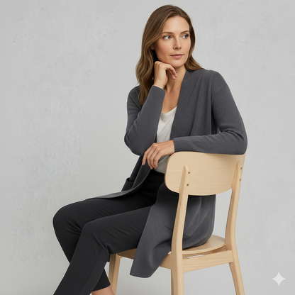 Langer Damen Strickjacke mit Taschen | Herbst & Winter | Elegant
