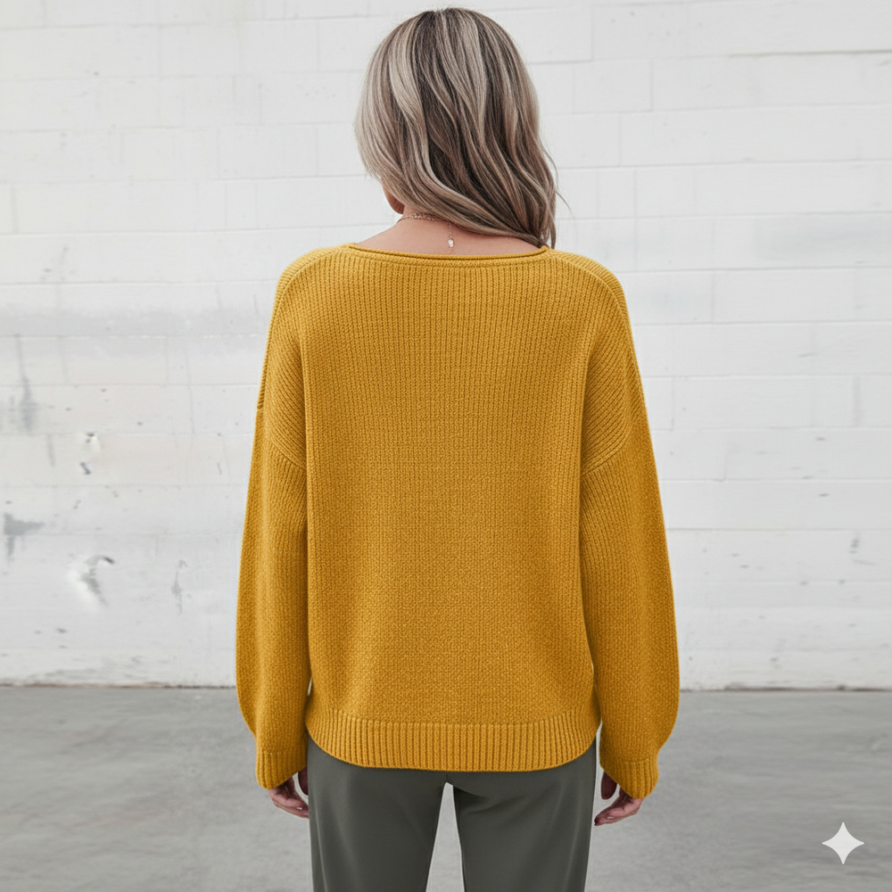 Damen Strickpullover mit V Ausschnitt | Locker & Freizeit