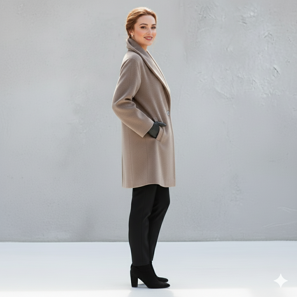 Damen Wollmantel Figurbetont Elegant | Stehkragen | Herbst Winter