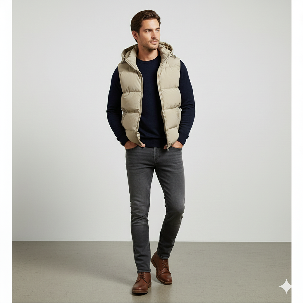 Herren Steppweste mit Kapuze | Warm & Bequem | Herbst/Winter