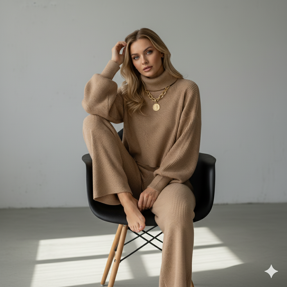 Damen Rollkragen Set mit Langarm | Lässig & Bequem | Winter