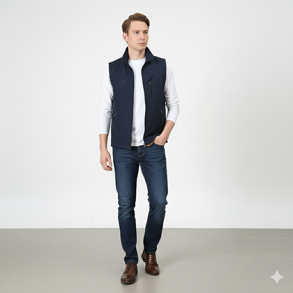 Herren Freizeitweste mit Reißverschluss | Leicht & Atmungsaktiv | Herbst