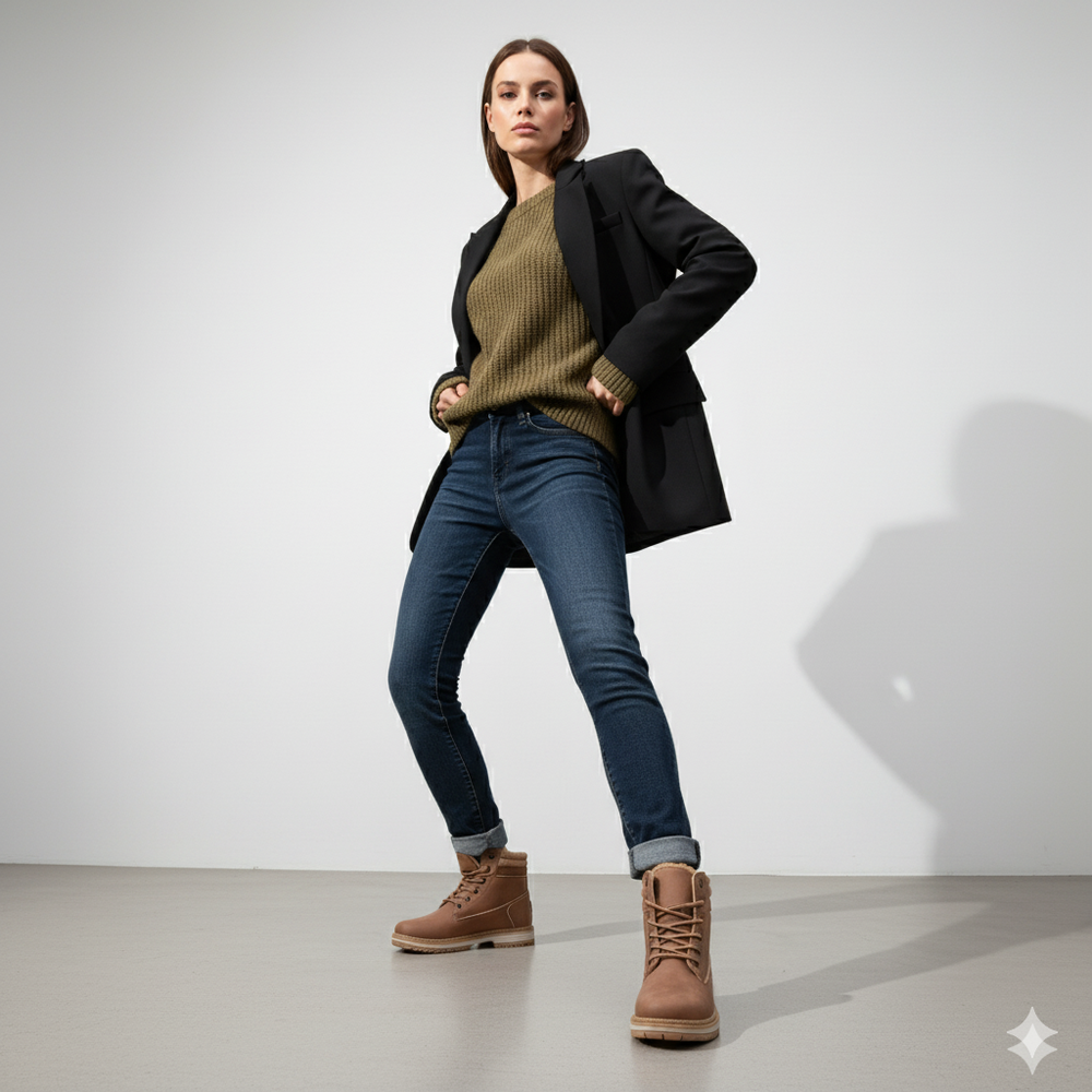 Damen Winterstiefel mit Fellfutter | Warme Schnür-Boots