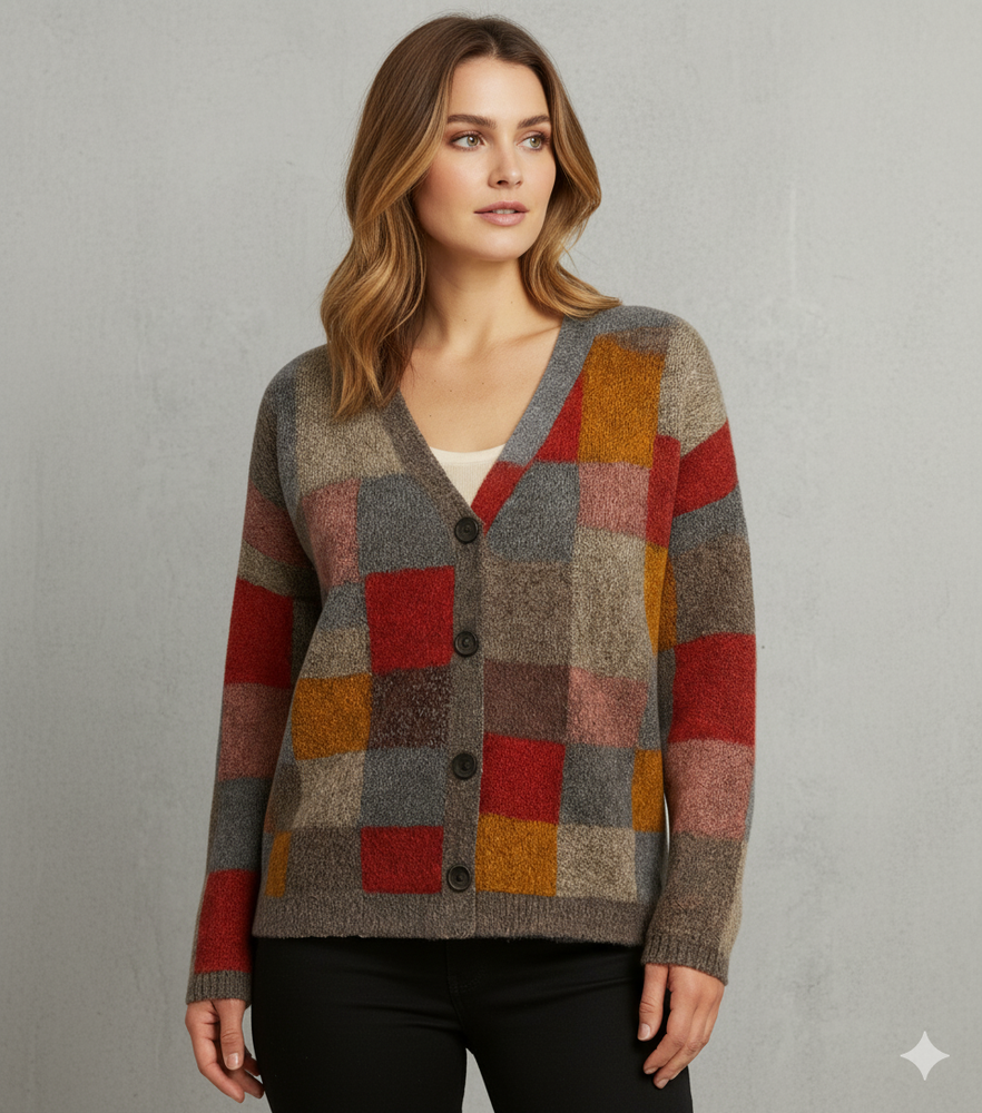 Damen Strickjacke mit abstraktem Print | Herbst/Winter | Stylisch