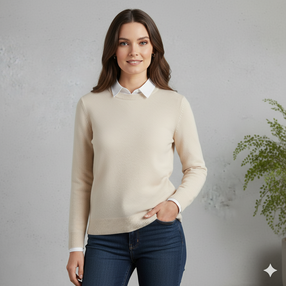 Kuscheliger Damen Strickpullover mit Rundhalsausschnitt | Winter | Elegant