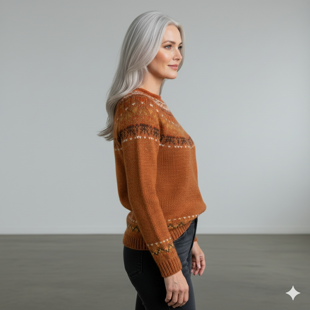 Damen Strickpullover mit Rundhals | Winter | Norweger-Muster